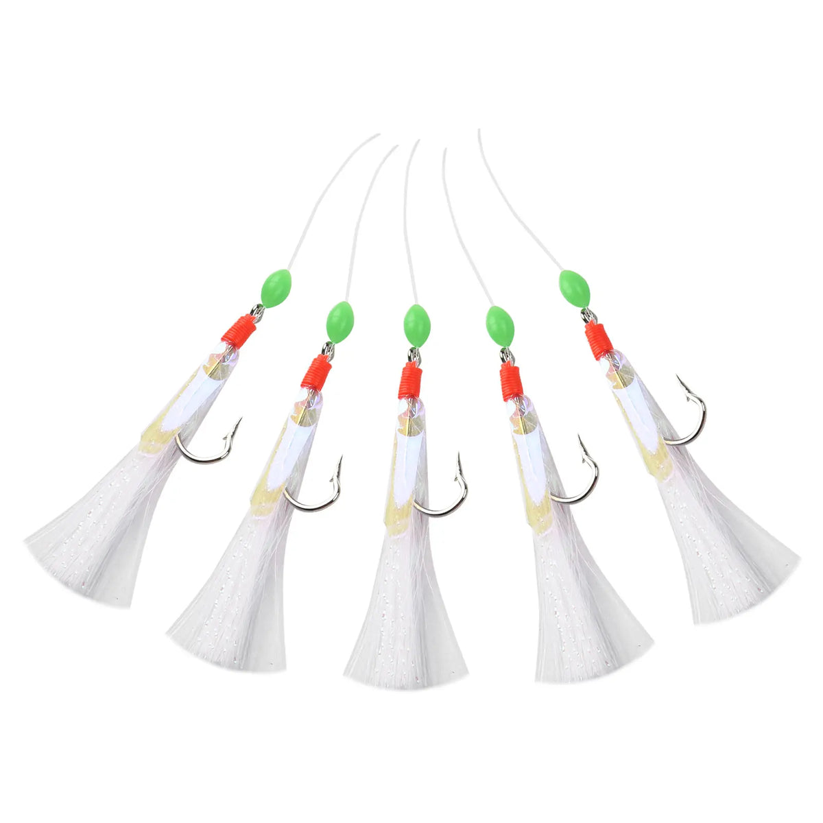 5pcs/Pack Sabiki Soft Fishing Lure Rigs Bait Jigs Lure Feather Lure Herring Bait Tackle For Mackerel Deep Sea Fishing Equipment