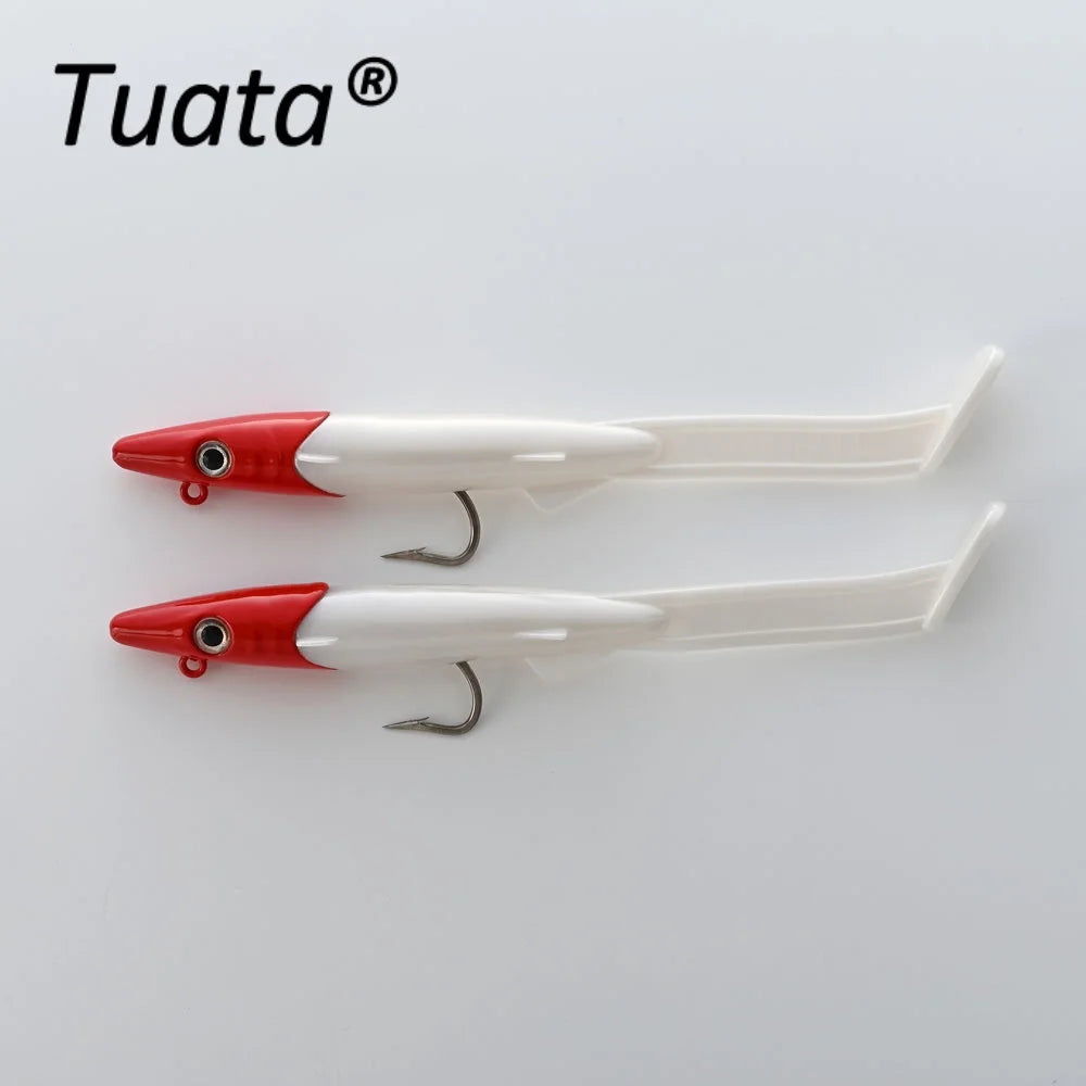 Tuata Raglou Hybrid Soft Lure 2pcs/Pack with VMC Hook Sandeel Sea Fishing