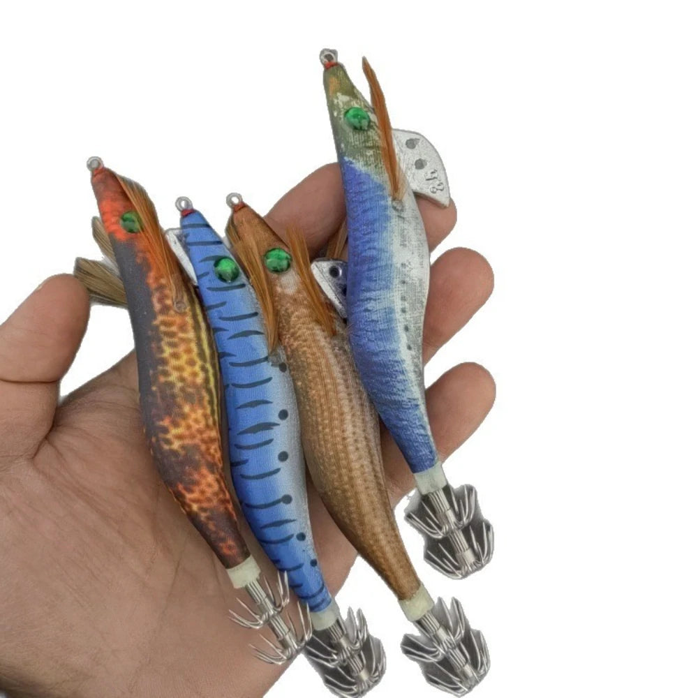 Ackibbik 2pcs Glow Shrimp Fishing Lures Saltwater 13cm Squid Jig Hook Sea Fishing Accessories Cuttlefish Shrimp Prawn Lures