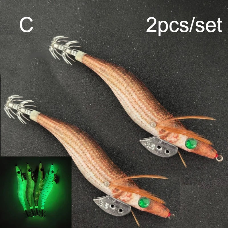 Ackibbik Kit 2 Crevettes Lumineux 13cm – Turlutte Seiche Eau Salée