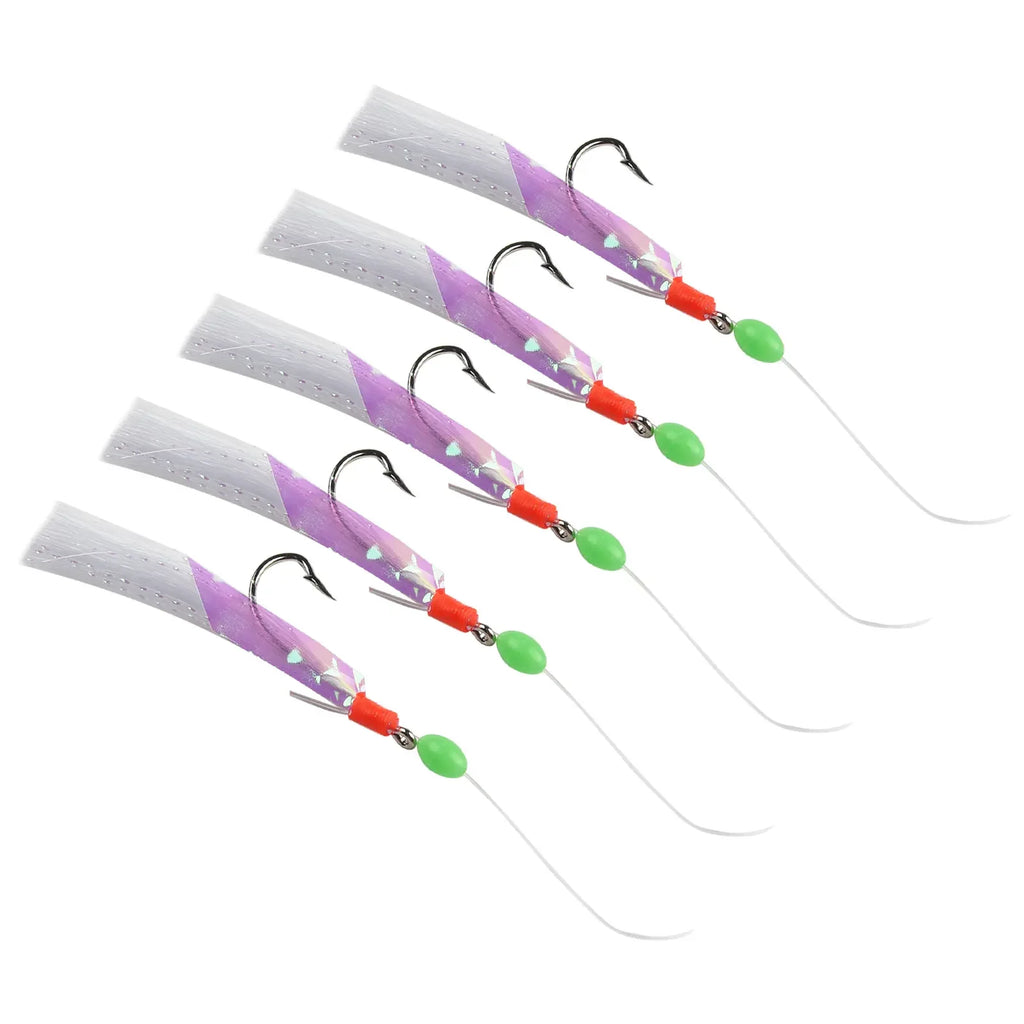 5pcs/Pack Sabiki Soft Fishing Lure Rigs Bait Jigs Lure Feather Lure Herring Bait Tackle For Mackerel Deep Sea Fishing Equipment