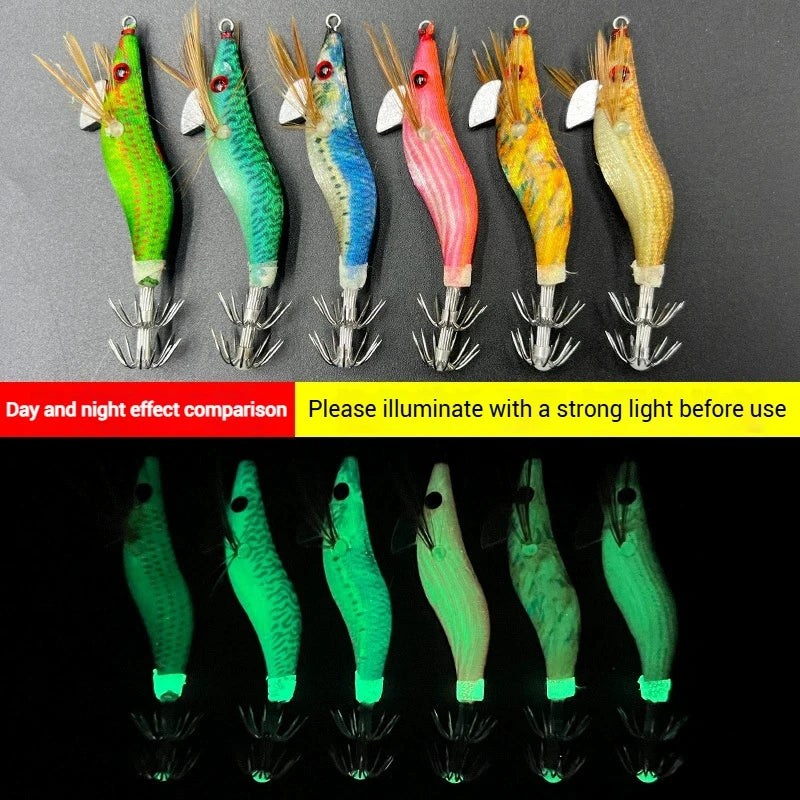 1/5pcs Aggie Squid Jig Lure Luminous Webfoot Octopus Egi Pattern Squid Shrimp Baits Cuttlefish Egi Fishing Lure Squid Hooks에기