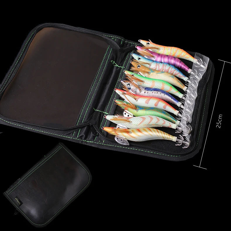 10PCS with Shrimp Bag 3D Printing 2.5 3.0 3.5  Hook Luminous Squid Jig Fishing Wood Shrimp Lure Squid Cuttlefish Jigs Lures