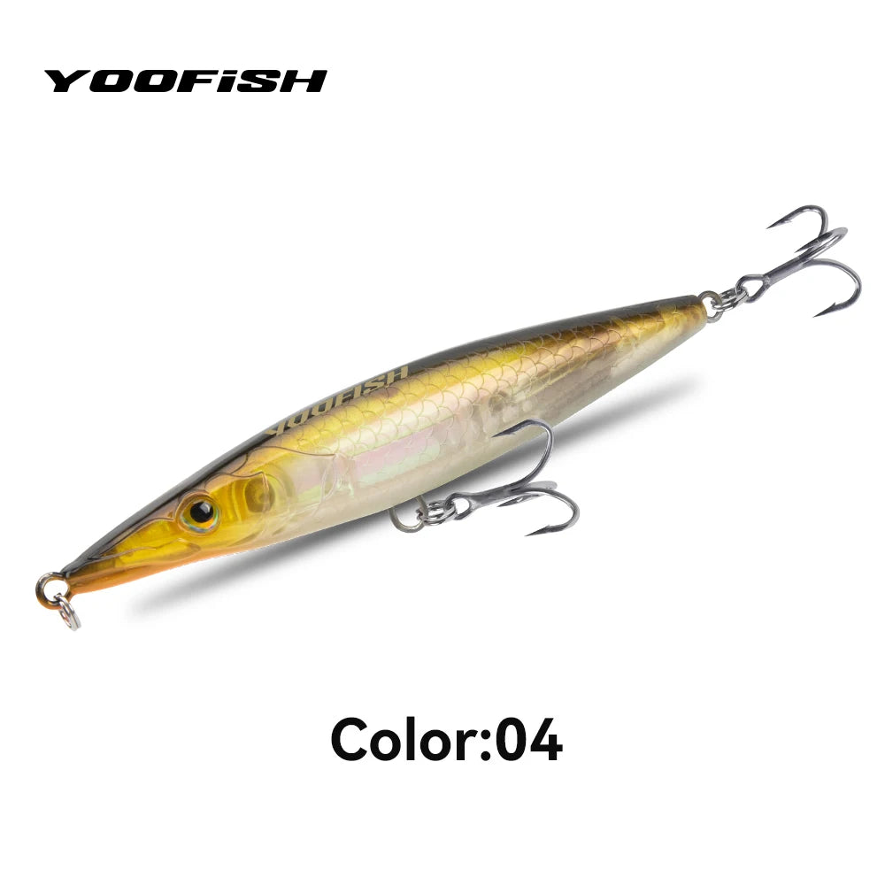 YOOFISH Pencil Flottant 90–150mm – Stickbait Topwater Bar/Brochet