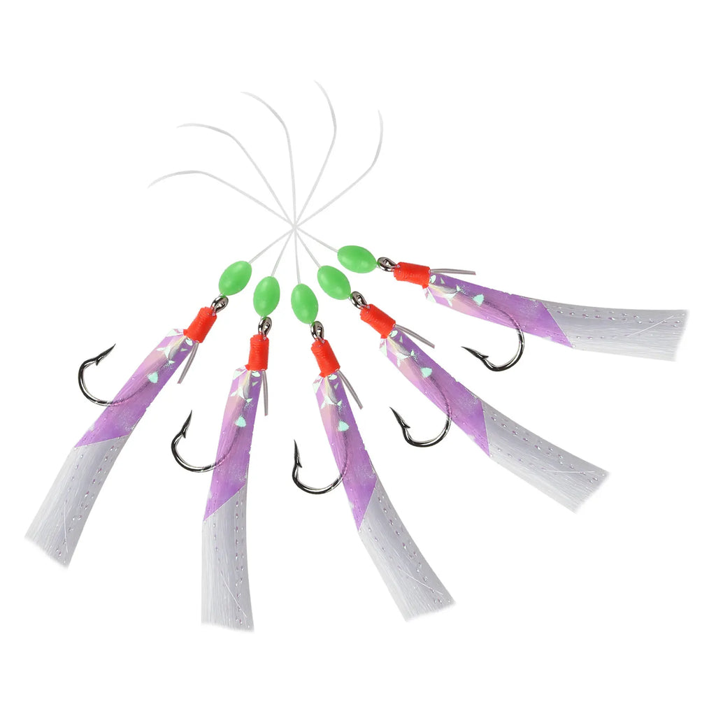 5pcs/Pack Sabiki Soft Fishing Lure Rigs Bait Jigs Lure Feather Lure Herring Bait Tackle For Mackerel Deep Sea Fishing Equipment
