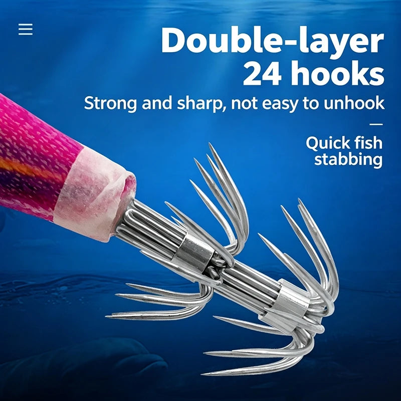 Aggie Webfoot Octopus Egi Fishing Lures Horizontal Luminous Cuttlefish Squid Jig Hook Wooden Shrimp Squid Bait 에기