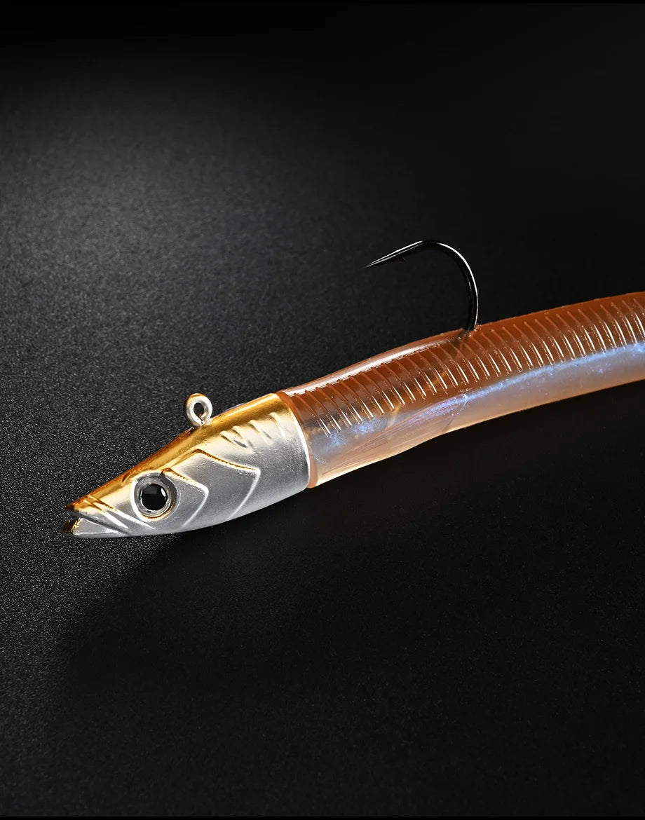 ALLBLUE Tidal Eely Shad 13cm 22g Soft Eel Fishing Lure Paddle Tail Jig Head Hook Vinyls Vibration Artificial Bait Saltwater Gear