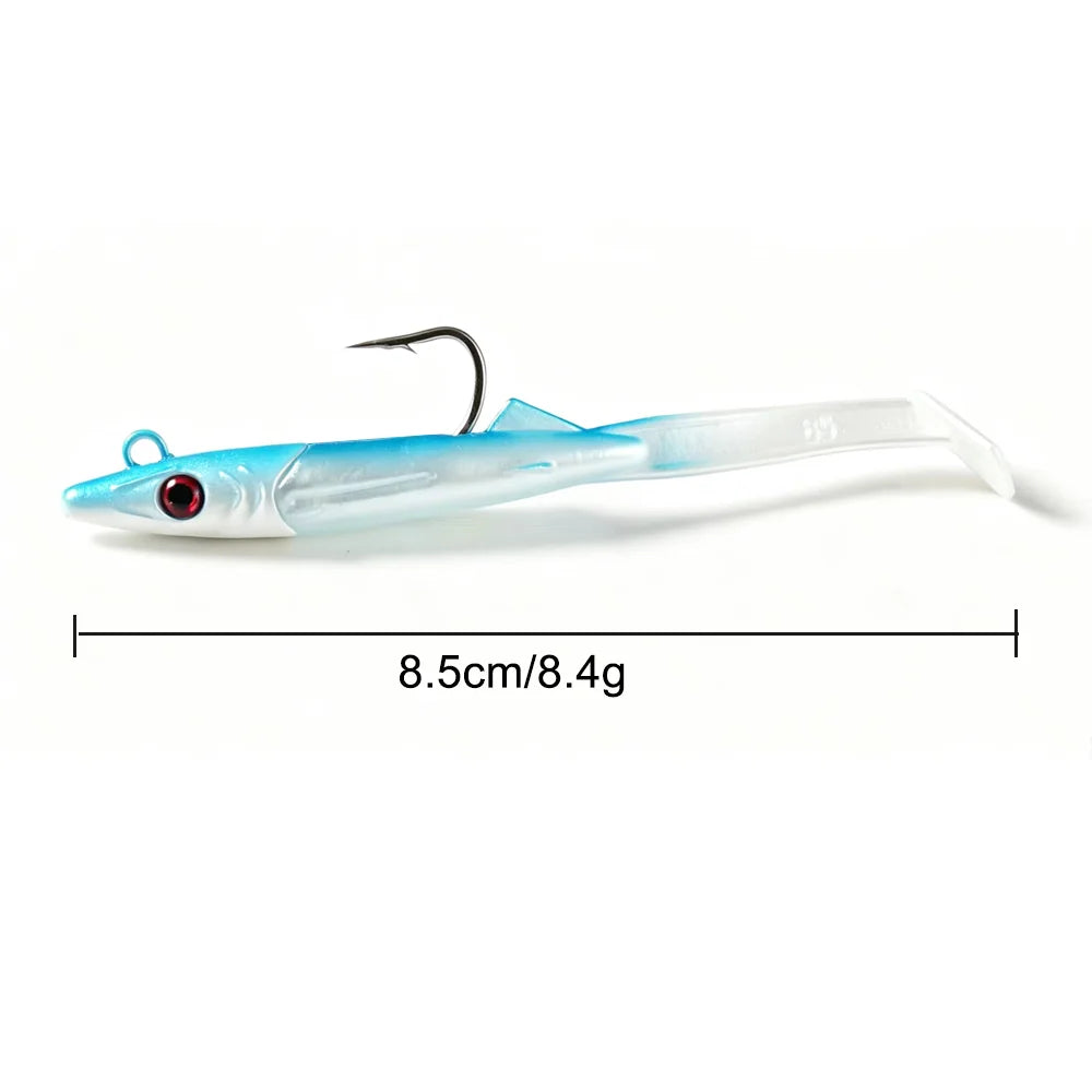 SUNMILE Eel Lure With Jig, Raglou Hybrid Soft Lure 8.5cm 8.4g 2pcs/Pack Salwatwer Swimming Bait for Sea Bass Pike