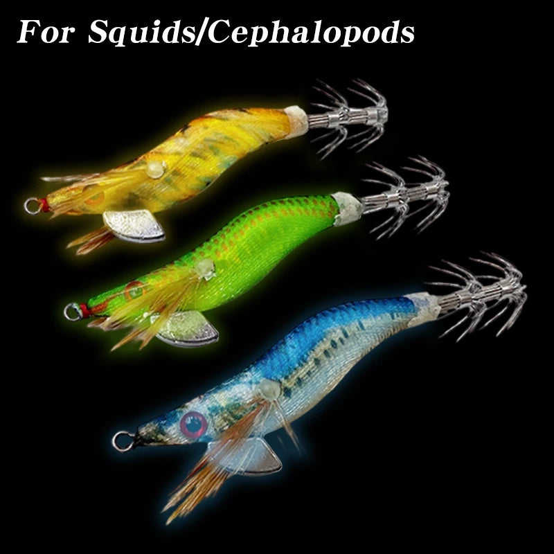 1/5pcs Aggie Squid Jig Lure Luminous Webfoot Octopus Egi Pattern Squid Shrimp Baits Cuttlefish Egi Fishing Lure Squid Hooks에기