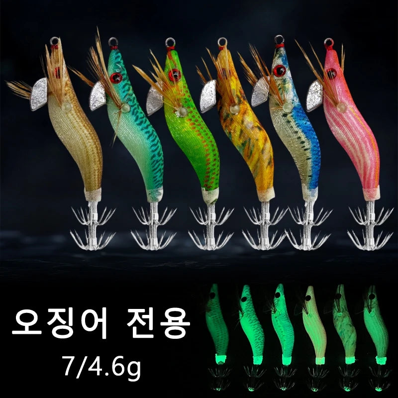 1/5pcs Aggie Squid Jig Lure Luminous Webfoot Octopus Egi Pattern Squid Shrimp Baits Cuttlefish Egi Fishing Lure Squid Hooks에기