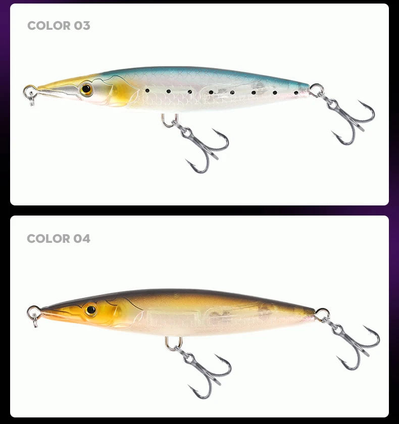 YOOFISH Pencil Flottant 90–150mm – Stickbait Topwater Bar/Brochet