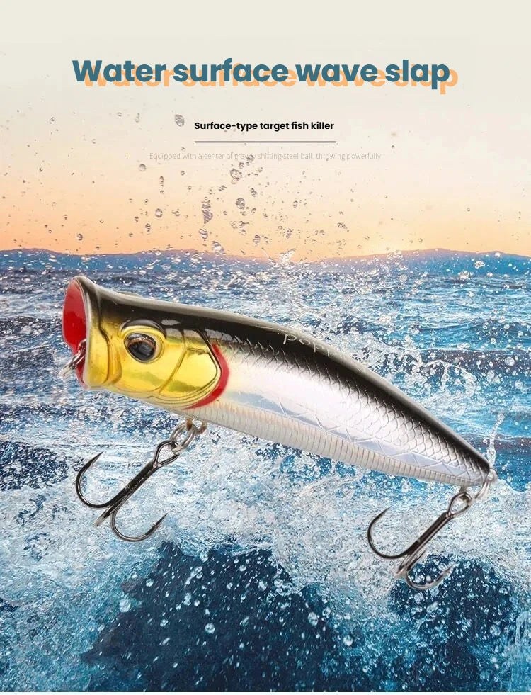 70mm 9g Surface Popper Fishing Lures Long Casting Artificial Hard Bait Topwater Pencil Swimbait Wobblers for Pike Perch Supplies