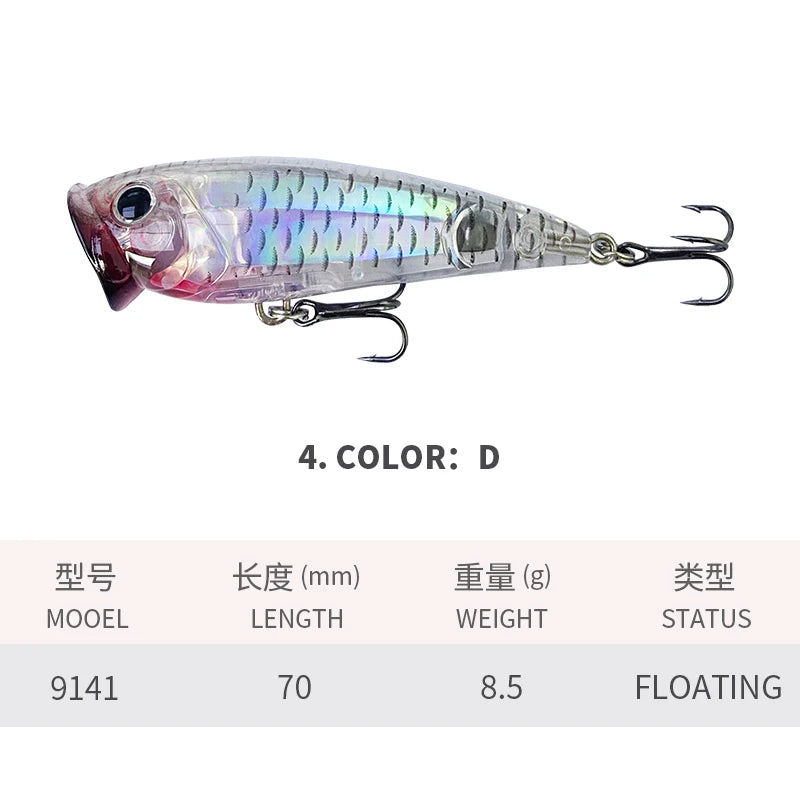 Popper Ripple 70mm 8,5g – Leurre Dur Topwater