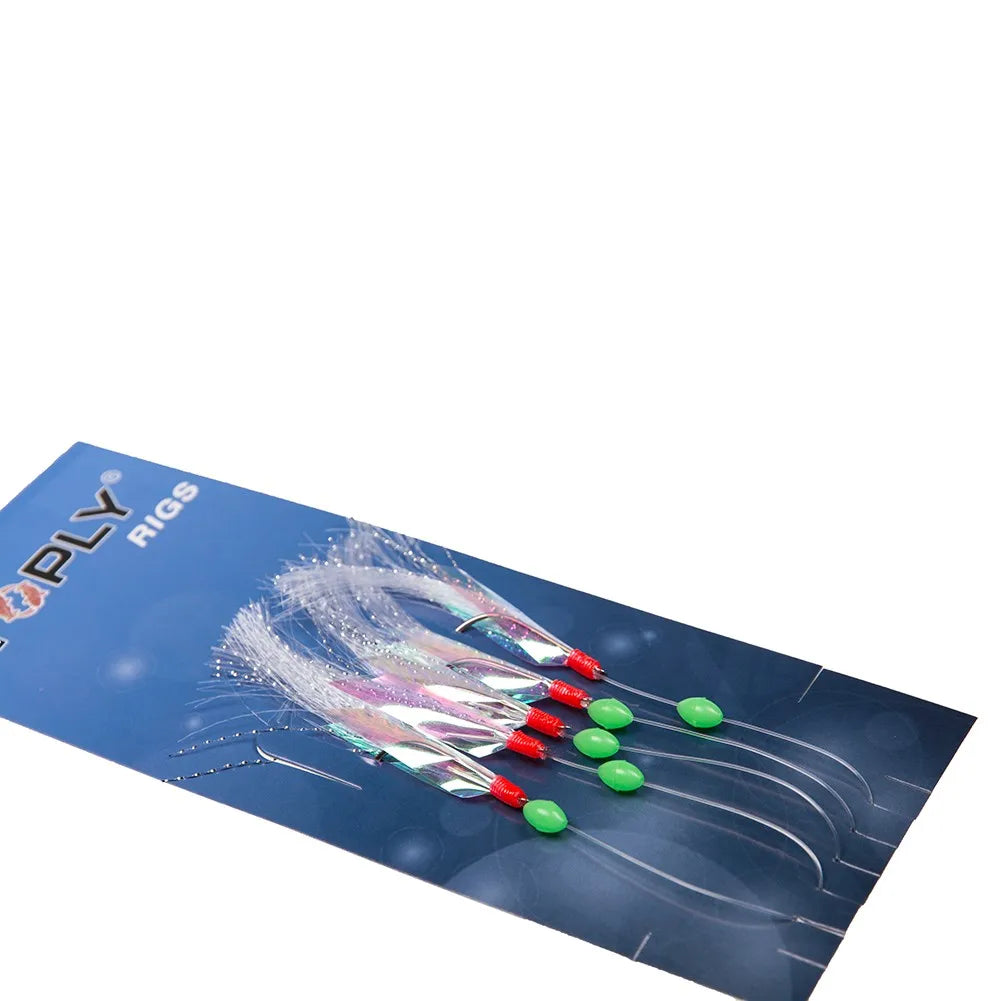 5pcs/Pack Sabiki Soft Fishing Lure Rigs Bait Jigs Lure Feather Lure Herring Bait Tackle For Mackerel Deep Sea Fishing Equipment