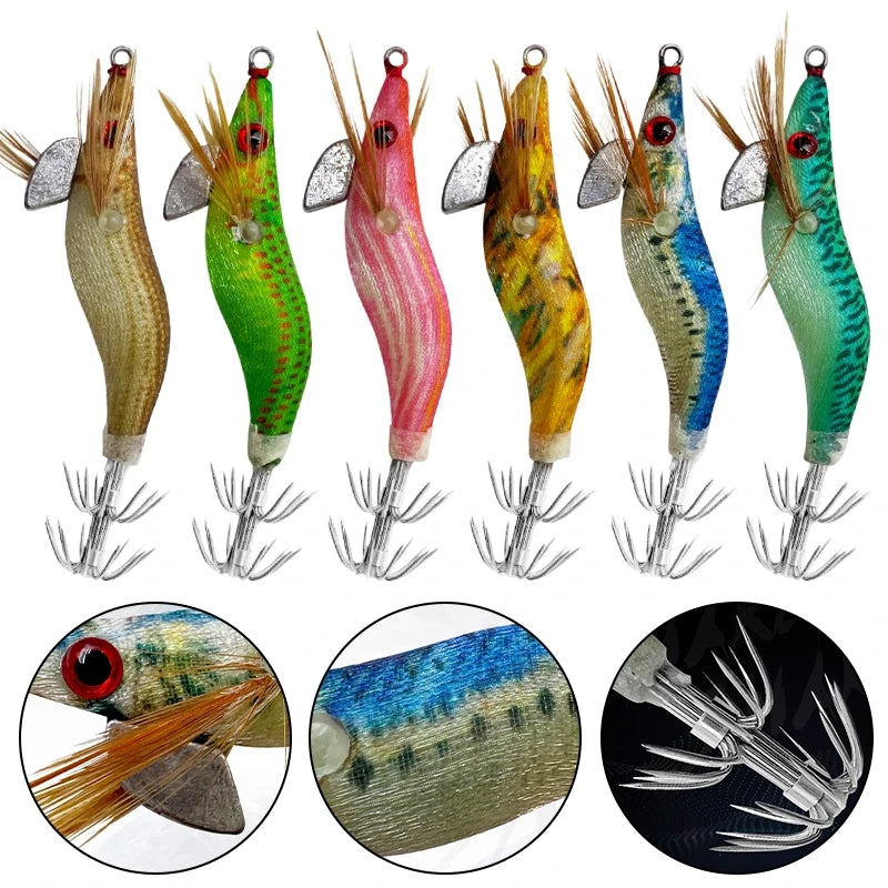 1/5pcs Aggie Squid Jig Lure Luminous Webfoot Octopus Egi Pattern Squid Shrimp Baits Cuttlefish Egi Fishing Lure Squid Hooks에기