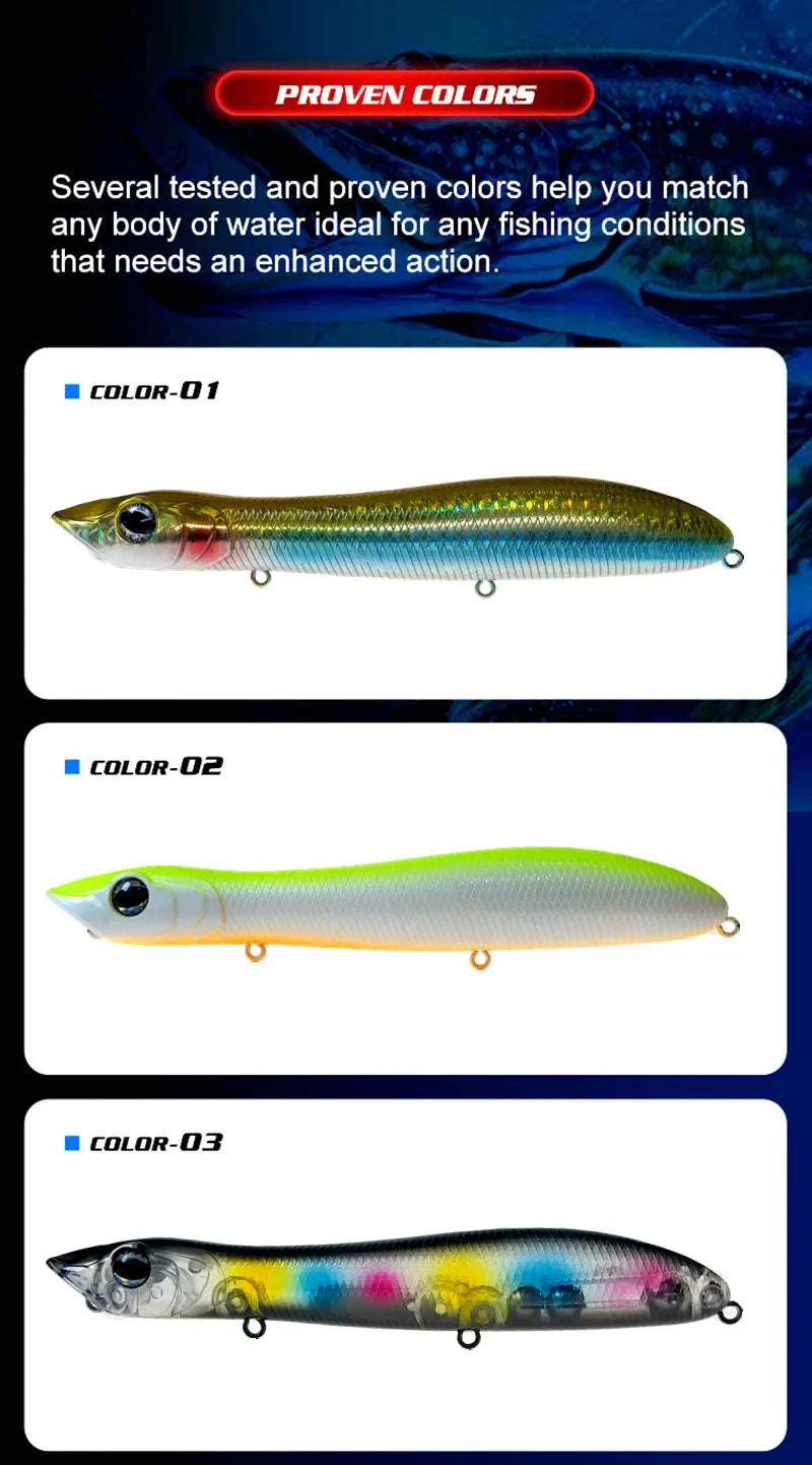 GREENSPIDER Fishing Lure 125mm 18g Topwater Pencil Popper Wobbler For Fishing Seabass Top Water Baits  Saltwater Surface Lures