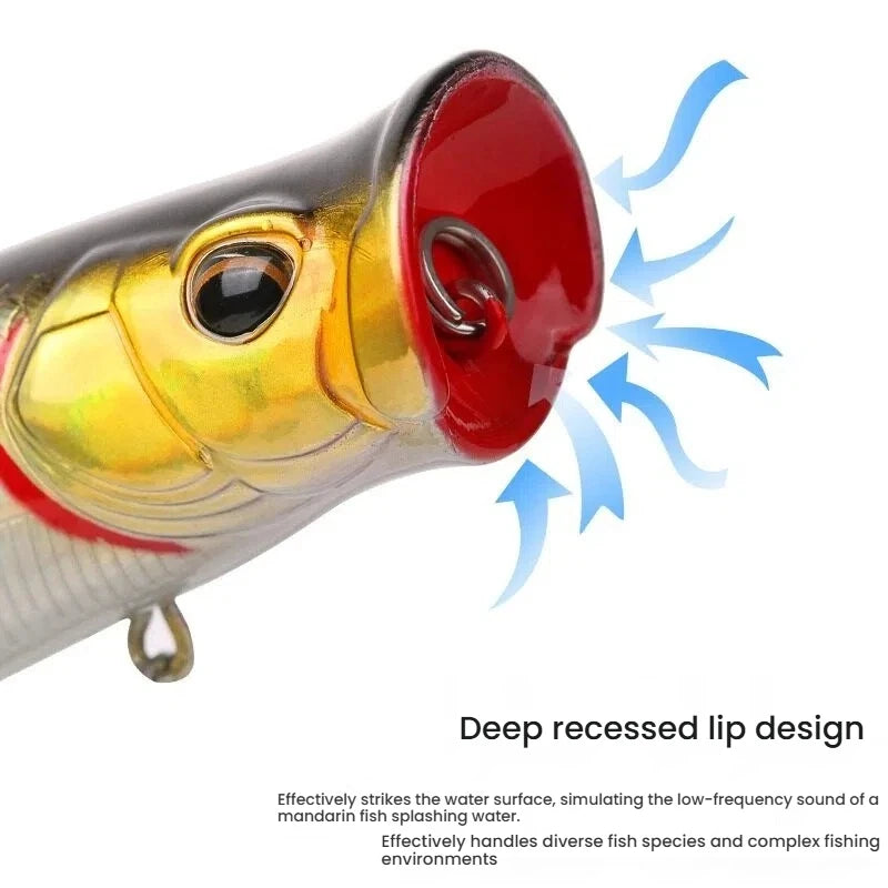 70mm 9g Surface Popper Fishing Lures Long Casting Artificial Hard Bait Topwater Pencil Swimbait Wobblers for Pike Perch Supplies