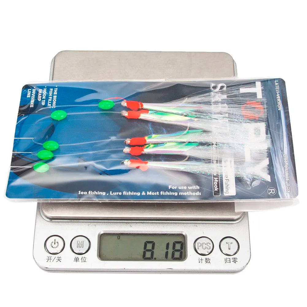 5pcs/Pack Sabiki Soft Fishing Lure Rigs Bait Jigs Lure Feather Lure Herring Bait Tackle For Mackerel Deep Sea Fishing Equipment