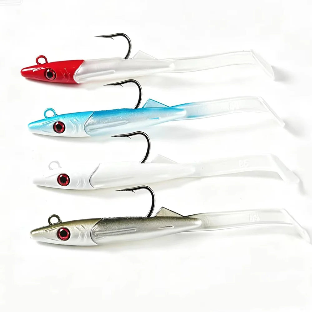 SUNMILE Eel Lure With Jig, Raglou Hybrid Soft Lure 8.5cm 8.4g 2pcs/Pack Salwatwer Swimming Bait for Sea Bass Pike