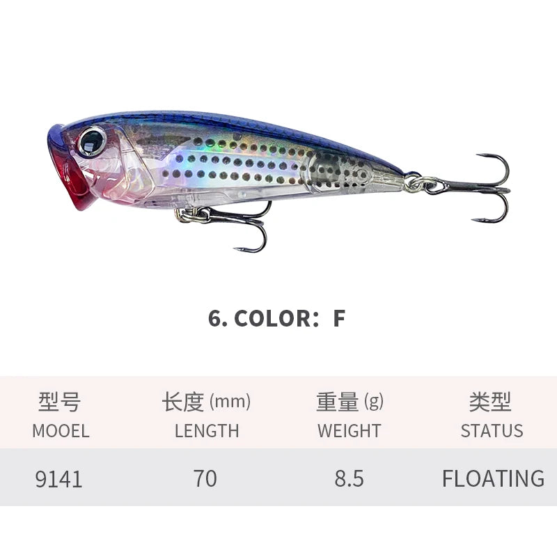 Popper Ripple 70mm 8,5g – Leurre Dur Topwater