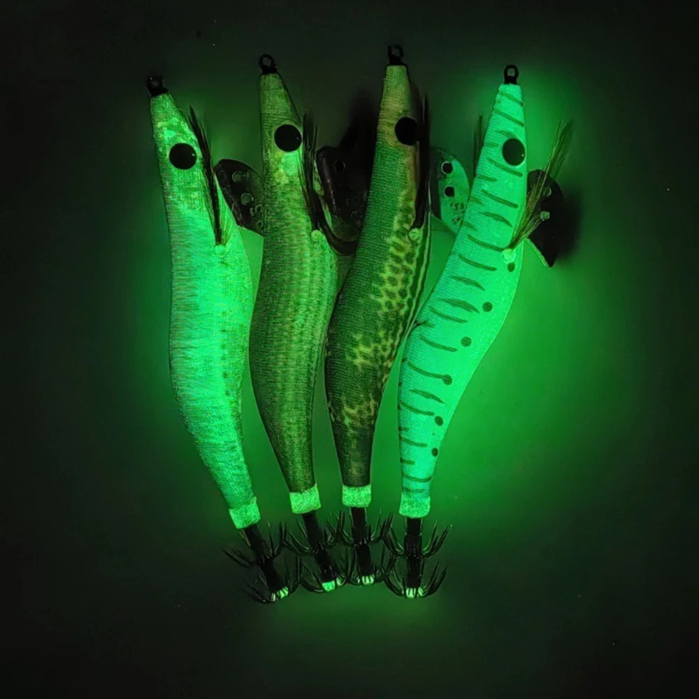 Ackibbik 2pcs Glow Shrimp Fishing Lures Saltwater 13cm Squid Jig Hook Sea Fishing Accessories Cuttlefish Shrimp Prawn Lures