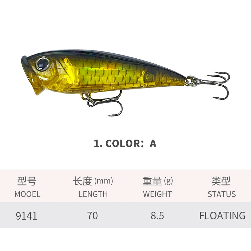 Popper Ripple 70mm 8,5g – Leurre Dur Topwater