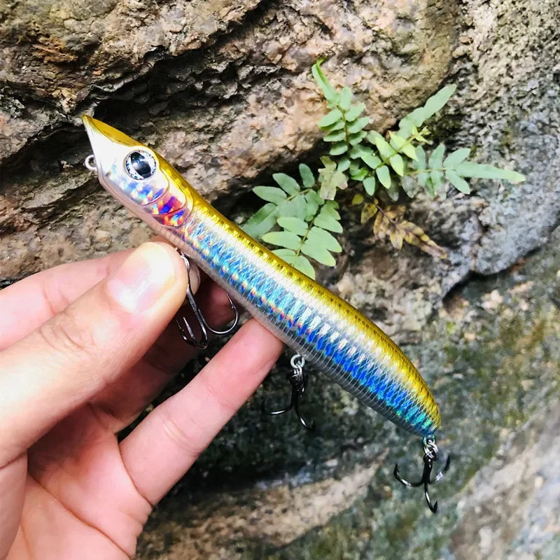 GREENSPIDER Fishing Lure 125mm 18g Topwater Pencil Popper Wobbler For Fishing Seabass Top Water Baits  Saltwater Surface Lures