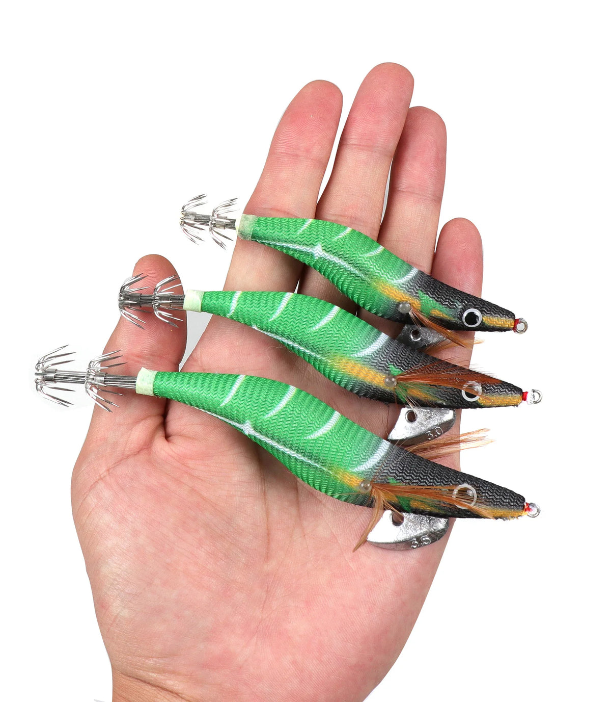 Artificial Squid Jig Luminous Wooden Shrimp 2.5# 3.0# 3.5# Squid Fishing Lure Noctilucent Squid Cuttlefish Lure For Octopus Fish