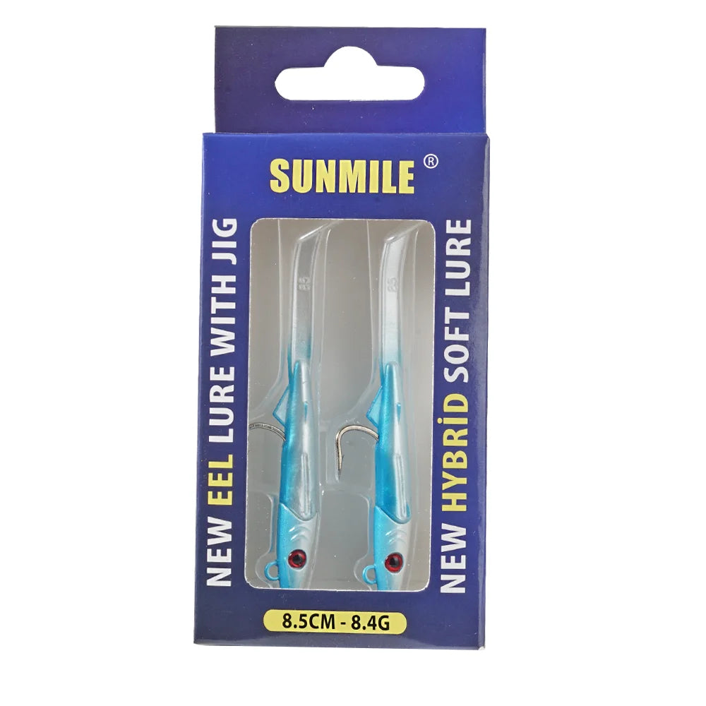 SUNMILE Leurre Souple Anguille + Jig – Raglou 8,5cm 8,4g (x2)
