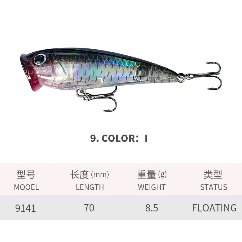 Popper Ripple 70mm 8,5g – Leurre Dur Topwater