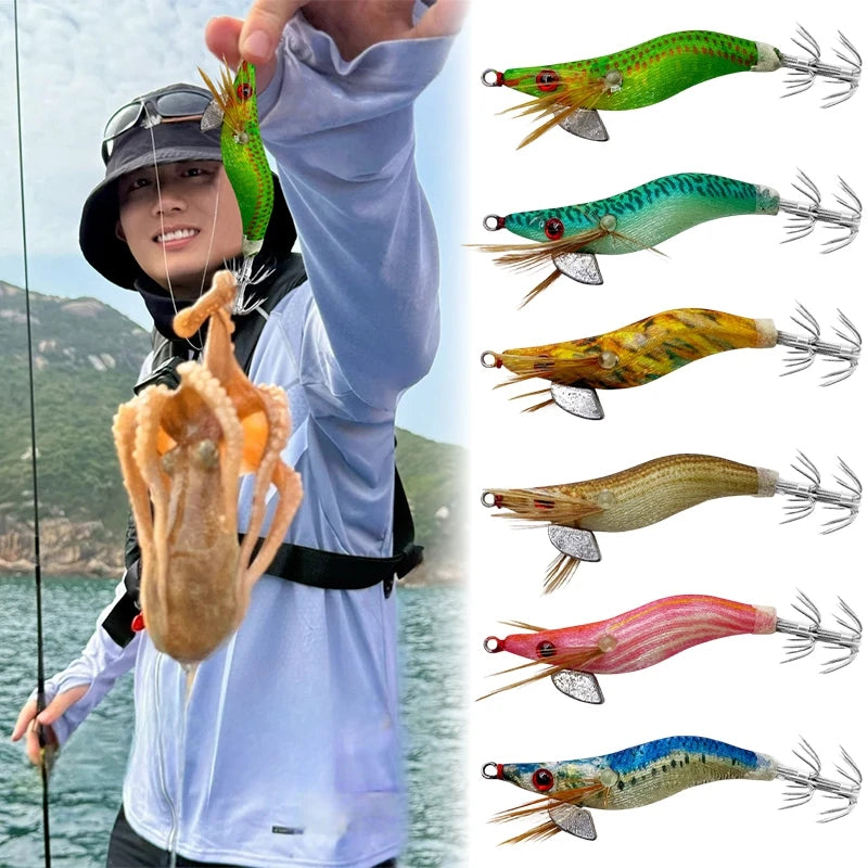 1/5pcs Aggie Squid Jig Lure Luminous Webfoot Octopus Egi Pattern Squid Shrimp Baits Cuttlefish Egi Fishing Lure Squid Hooks에기